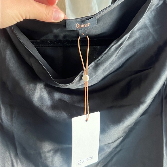Quince 100% Washable Silk Long Sleeve Mini Dress Black Size L - Picture 4 of 8